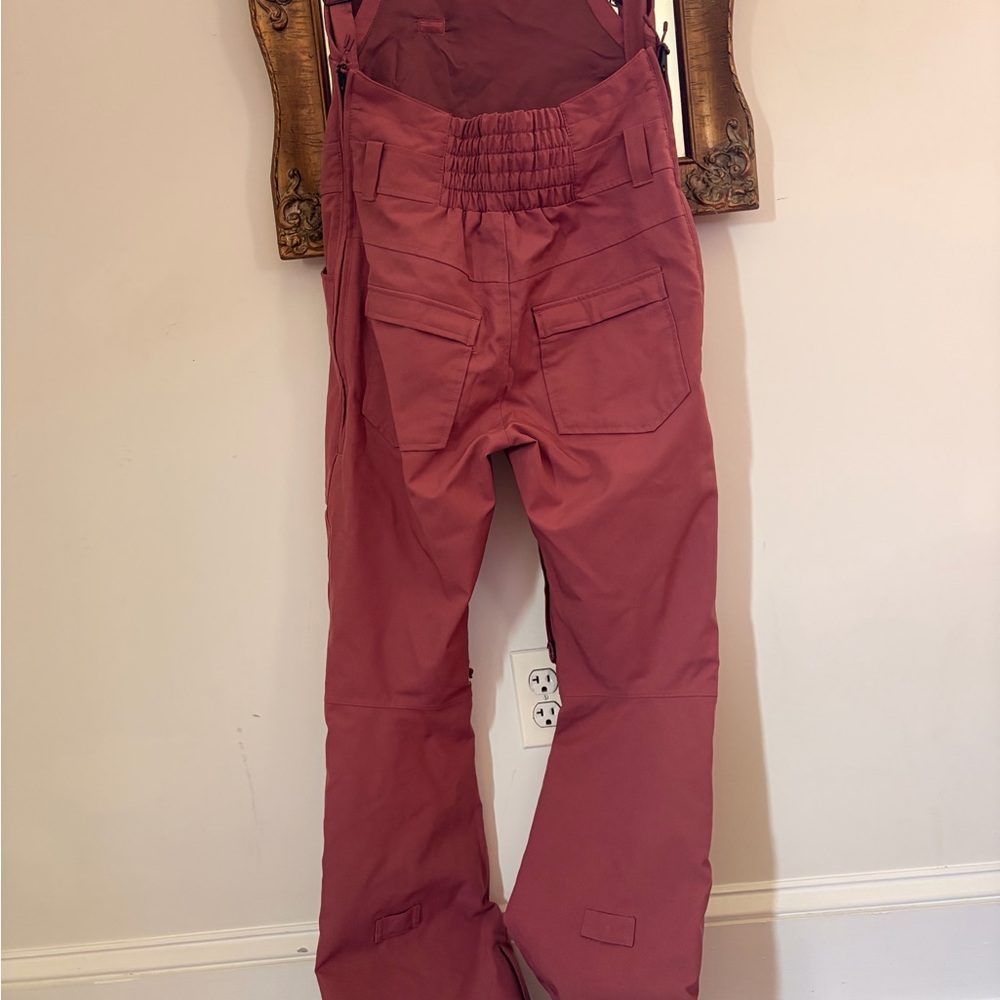 Burton Avalon Women's Rose Brown Pink Snow Bib Overalls - Picture 7 of 12